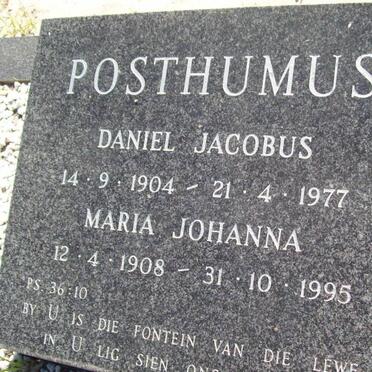 POSTHUMUS Daniel Jacobus 1904-1977 &amp; Maria Johanna 1908-1995