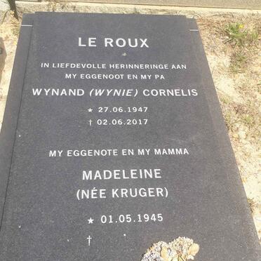 ROUX Wynand Cornelis 1947-2017 &amp; Madeleine KRUGER 1945-