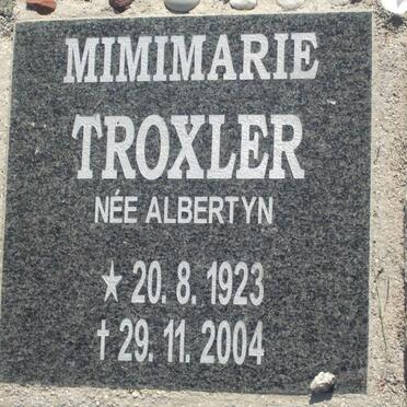 TROXLER Mimimarie nee ALBERTYN 1923-2004