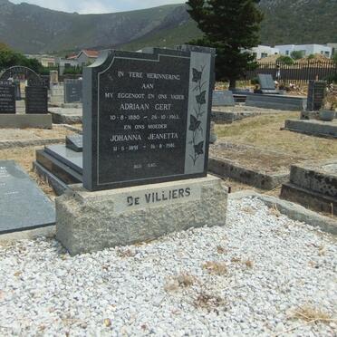 VILLIERS Adriaan Gert, de 1880-1963 &amp; Johanna Jeanetta 1891-1981