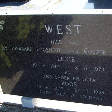 WEST Koos 1907-1989 &amp; Lenie 1912-1974