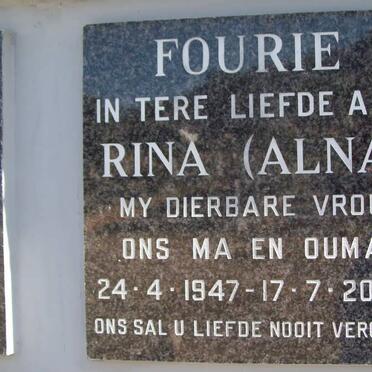 FOURIE Rina (Alna) 1947-2002