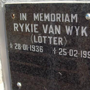 WYK Rykie, van nee LOTTER 1936-1996