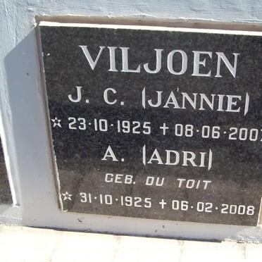 VILJOEN  J.C. 1925-2007 &amp; A. 1925-2008