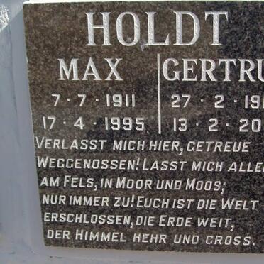 HOLDT Max 1911-1995 &amp; Gertrud 1916-2001