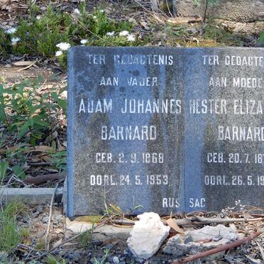 BARNARD Adam Johannes 1868-1953 &amp; Hester Elizabeth 1873-1948
