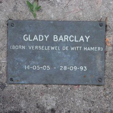 BARCLAY Glady nee VERSELEWEL DE WITT HAMER 1905-1993
