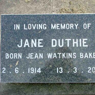 DUTHIE Jean Watkins nee BAKER 1914-2003