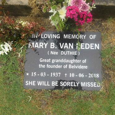 EEDEN Mary B., van nee DUTHIE 1937-2018