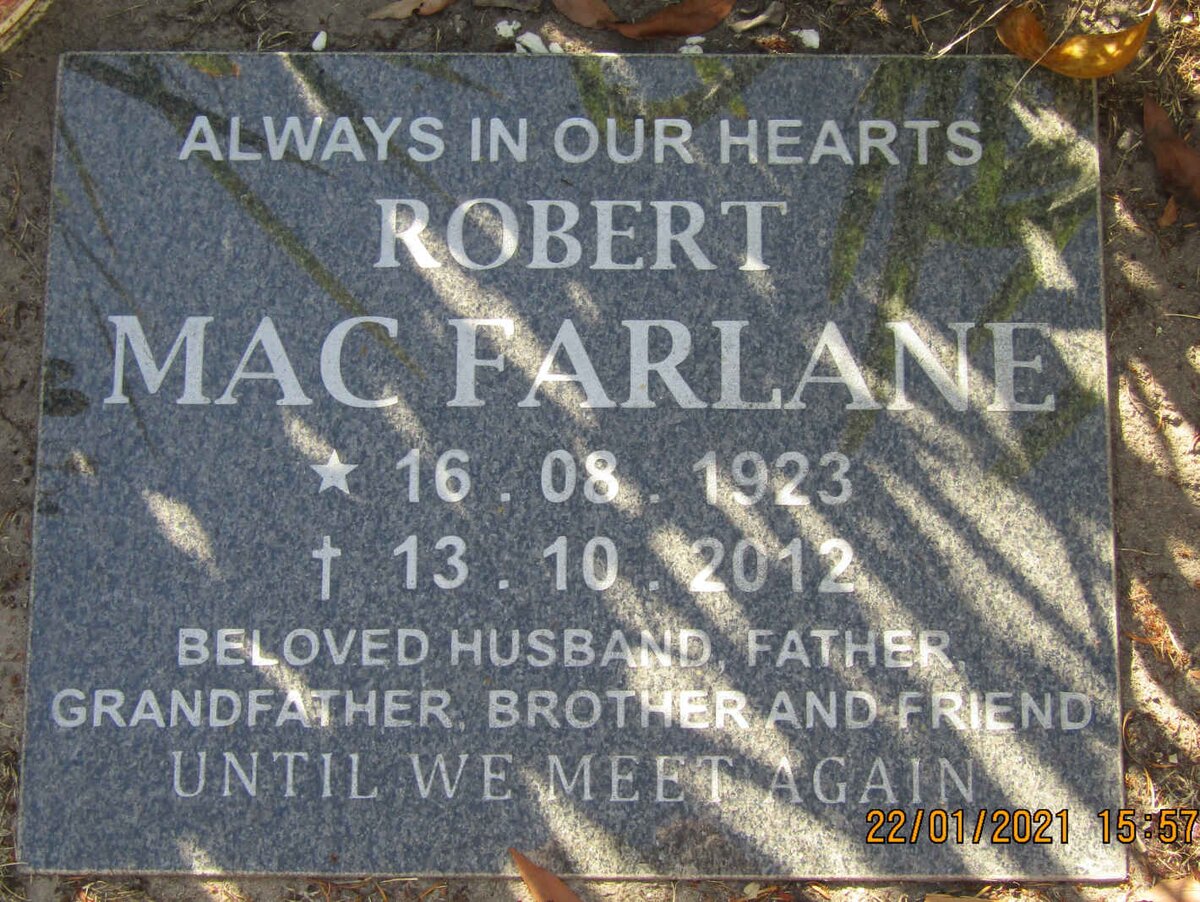 MACFARLANE Robert 1923-2012