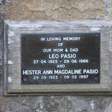 PASIO Leo 1925-1986 &amp; Hester Ann Magdaline 1923-1997