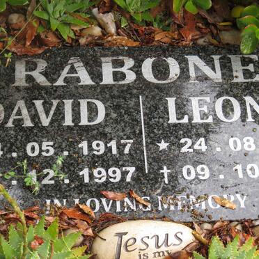 RABONE David 1917-1997 &amp; Leonie 1917-2014