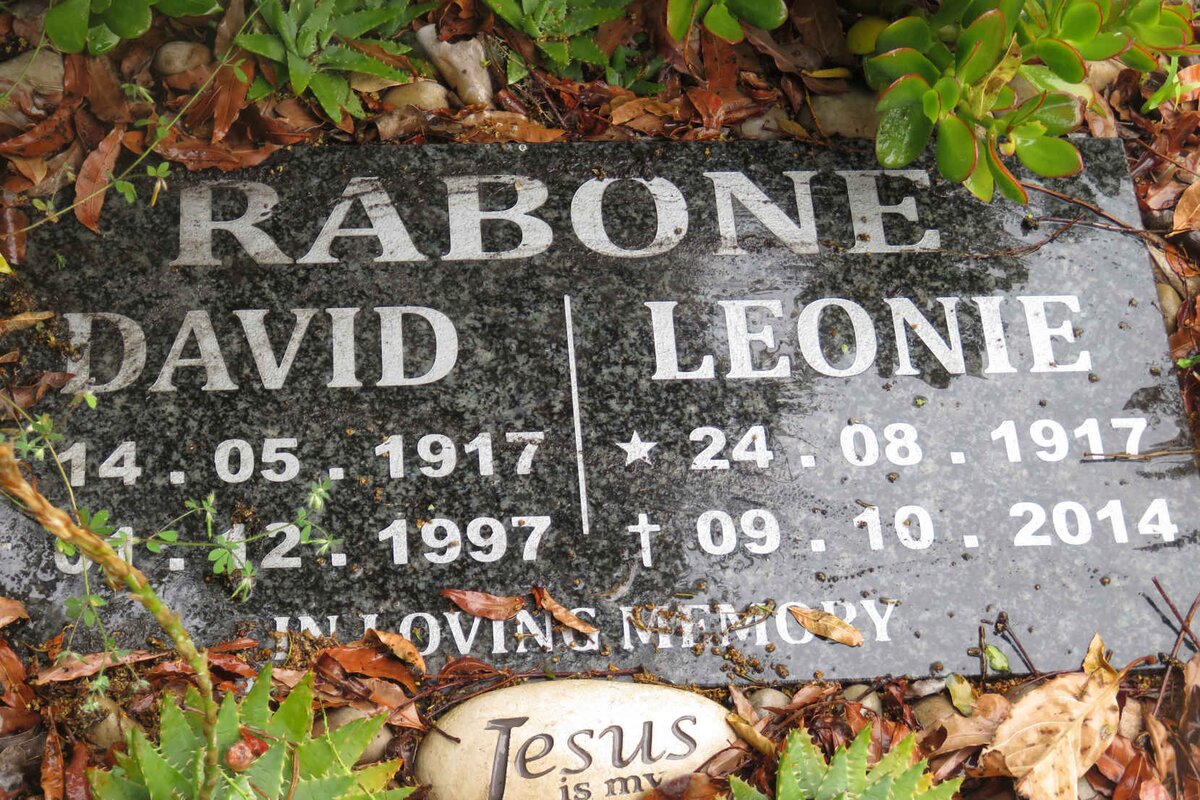 RABONE David 1917-1997 &amp; Leonie 1917-2014
