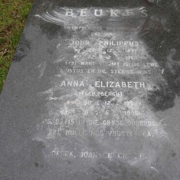 BEUKES John Philippus 1897-1960 & Anna Elizabeth BERGH 1902-1996