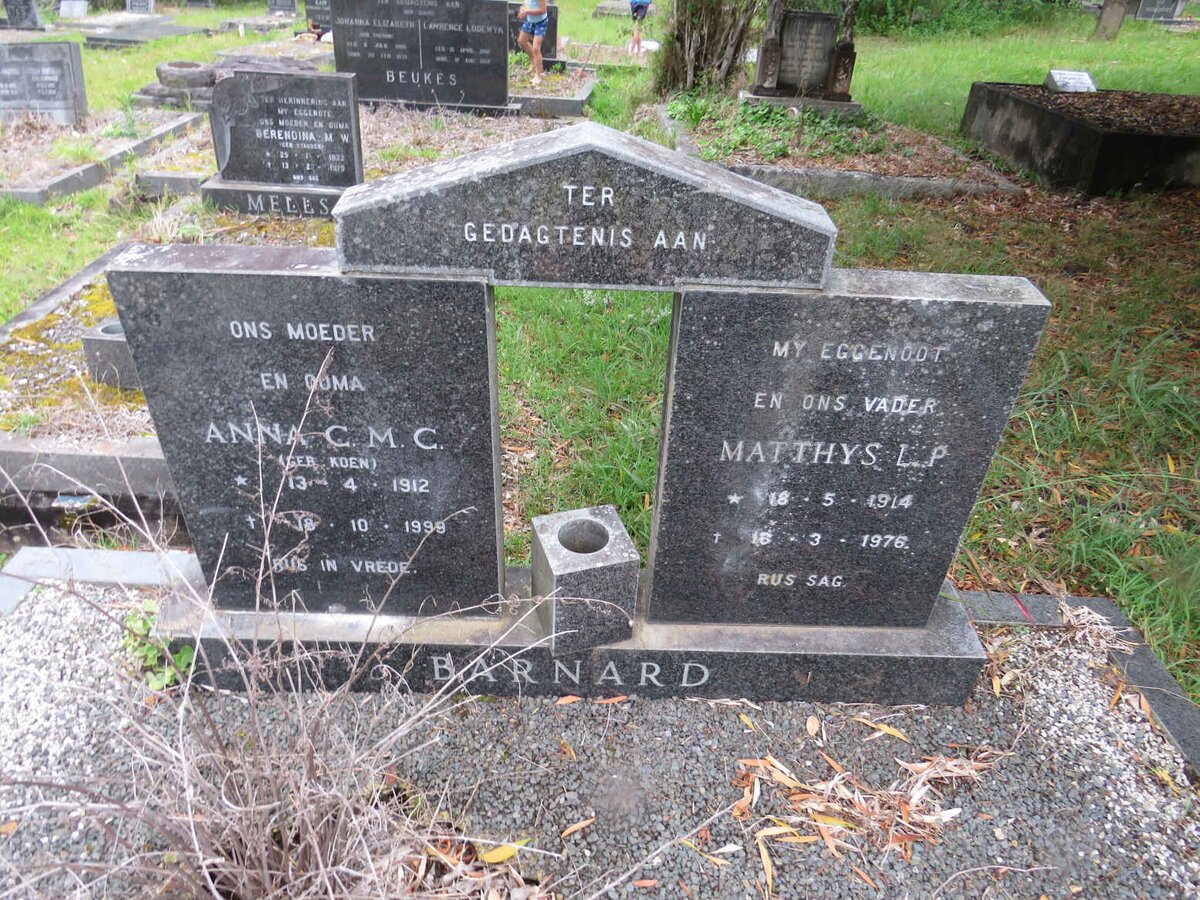 BARNARD Matthys L.P. 1914-1976 & Anna C.M.C. 1912-1999