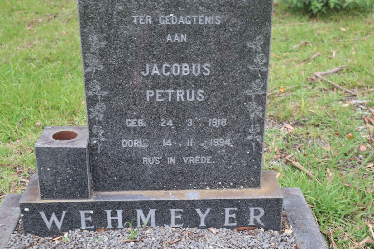 WEHMEYER Jacobus Petrus 1918-1994