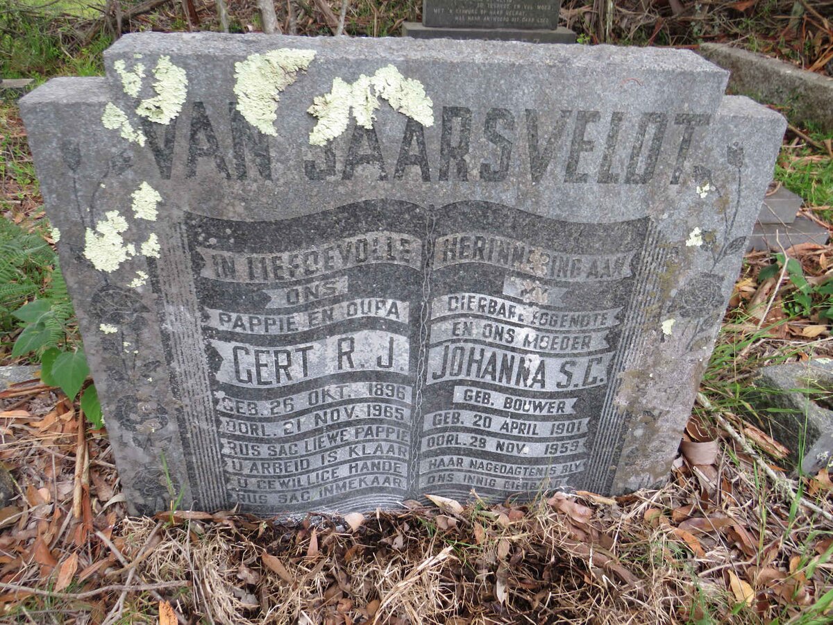 JAARSVELDT Gert R.J., van 1896-1965 & Johanna S.C. BOUWER 1901-1959