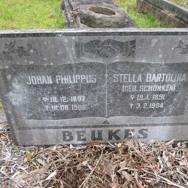 BEUKES Johan Phillipus 1897-1986 & Stella Bartolina SCHONKEN 1891-1984