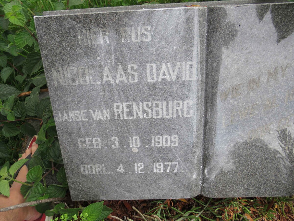 RENSBURG Nicolaas David, Janse van 1908-1977