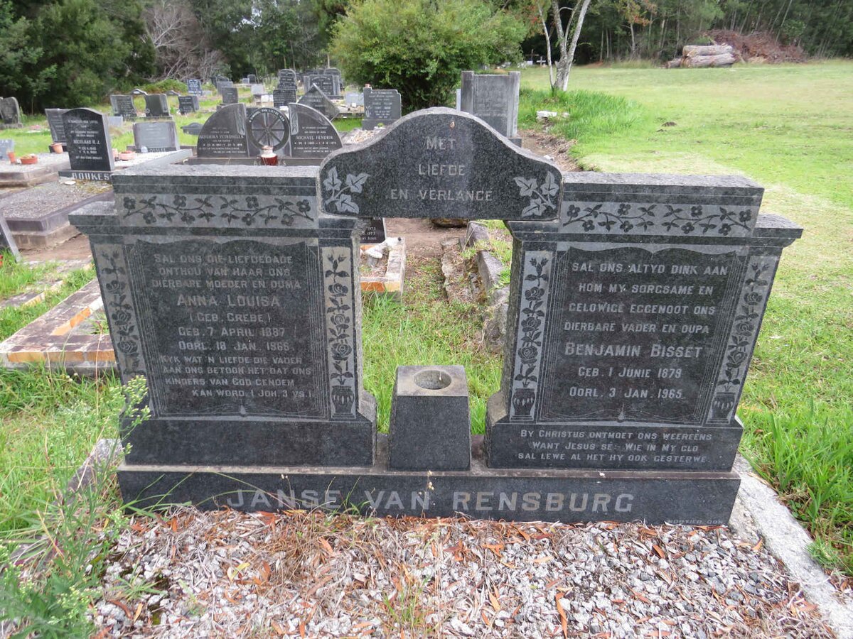 RENSBURG Benjamin Bisset, Janse van 1879-1965 & Anna Louisa GREBE 1887-1966