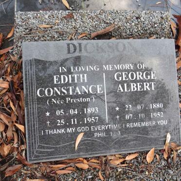 DICKSON George Albert 1880-1952 & Edith Constance PRESTON 1893-1957