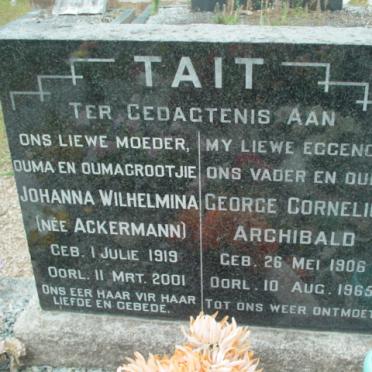 TAIT George Cornelius Archibald 1906-1965 &amp; Johanna Wilhelmina ACKERMANN 1919-2001