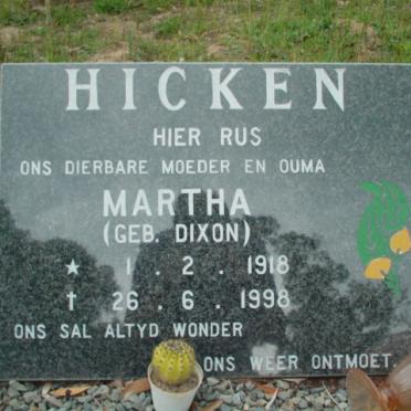 HICKEN Martha nee DIXON 1918-1998