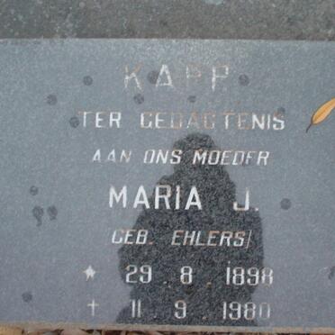 KAPP Maria J. nee EHLERS 1898-1980