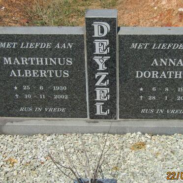 DEYZEL Marthinus Albertus 1930-2002 &amp; Anna Dorathea 1933-2006