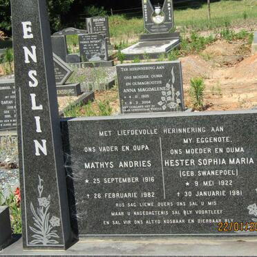 ENSLIN Mathys Andries 1916-1982 &amp; Hester Sophia Maria SWANEPOEL 1922-1981