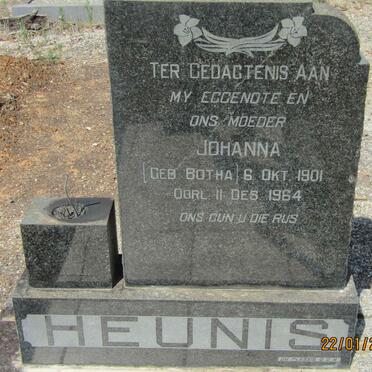 HEUNIS Johanna nee BOTHA 1901-1964