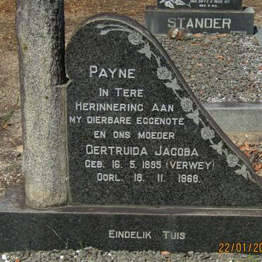 PAYNE Gertruida Jacoba nee VERWEY 1895-1968