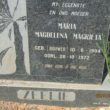 ZEELIE Maria Magdelena Magrieta nee BOUWER 1904-1972
