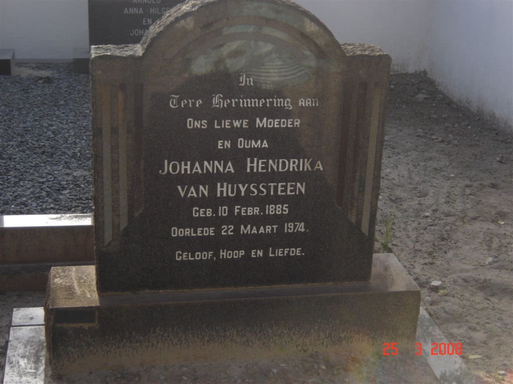 HUYSSTEEN Johanna Hendrika, van 1885-1974