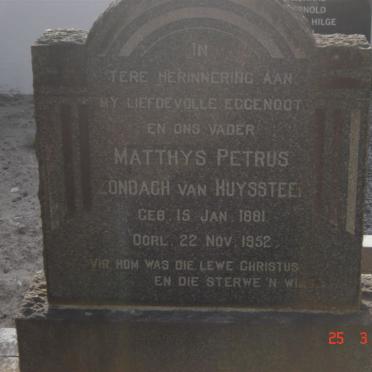 HUYSSTEEN Matthys Petrus Zondagh, van 1881-1952