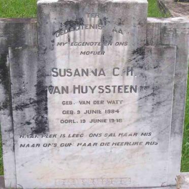 HUYSSTEEN Susanna C.H., van nee VAN DER WATT 1884-1918