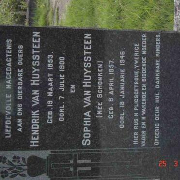 HUYSSTEEN Hendrik, van 1853-1900 &amp; Sophia SCHONKEN 1857-1946