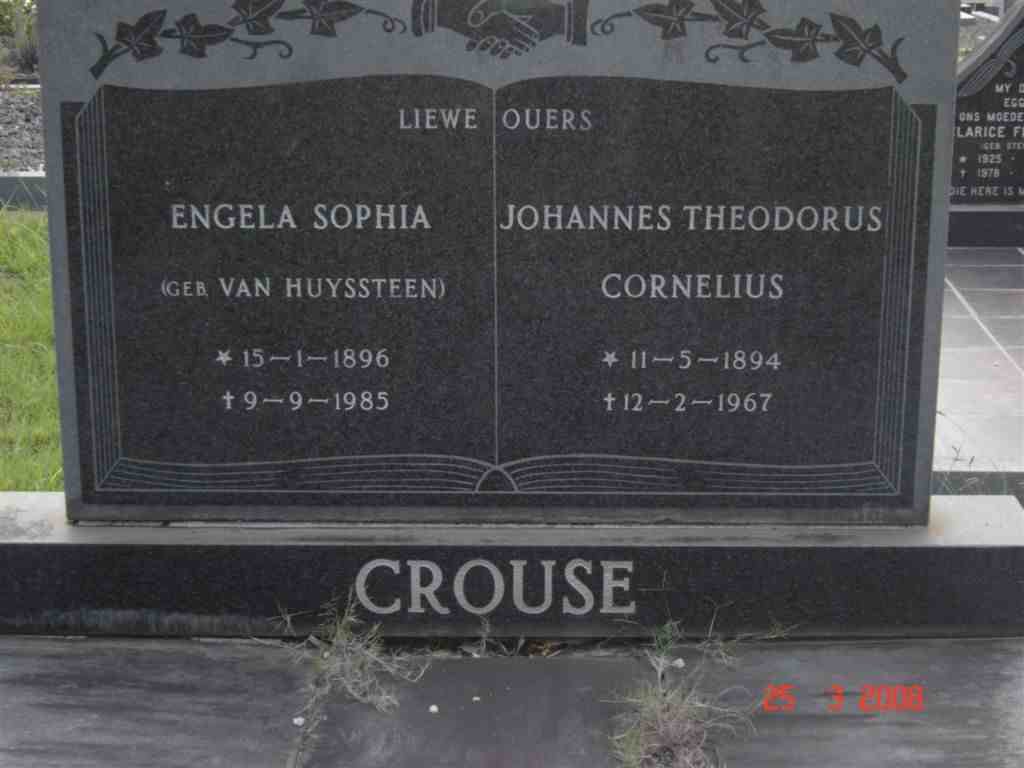 CROUSE Johannes Theodorus Cornelius 1894-1967 &amp; Engela Sophia VAN HUYSSTEEN 1896-1985