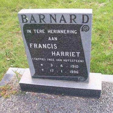 BARNARD Francis Harriet nee VAN HUYSSTEEN 1910-1996