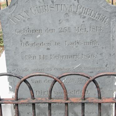 VELDEN Anna Christina, van nee PRELLER 1813-1876