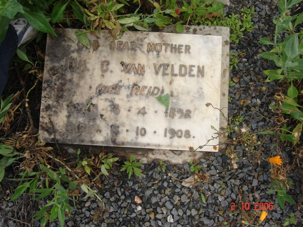 VELDEN Johanna C., van nee REID 1898-1908