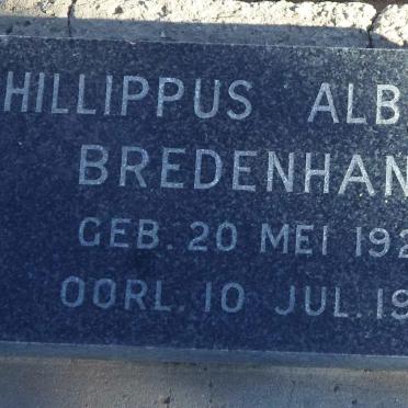 BREDENHANN Phillippus Albertens 1925-1925