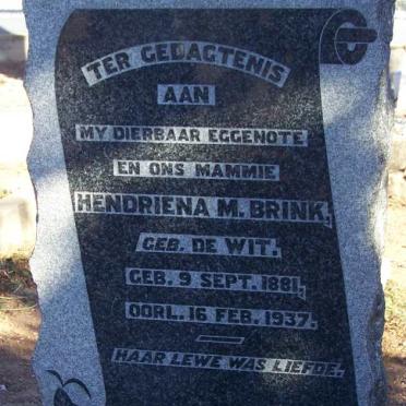 BRINK Hendriena M. nee DE WIT 1881-1937