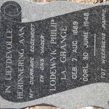 GRANGE Lodewyk Philip, la 1889-1948