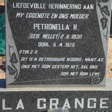 GRANGE Petronella H., la nee MELLET 1930-1972