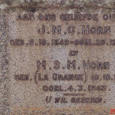 HORN J.M.C. 1849-1943 &amp; M.S.M. LA GRANGE 1853-1943