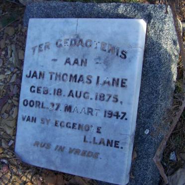 LANE Jan Thomas 1875-1947