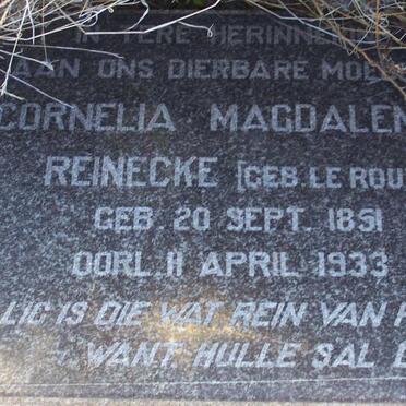 REINECKE Cornelia Magdalena nee LE ROUX 1851-1933