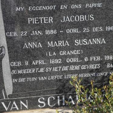 SCHALKWYK Pieter Jacobus, van 1886-1960 &amp; Anna Maria Susanna LA GRANGE 1892-1984