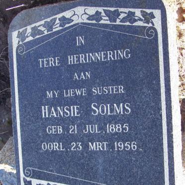 SOLMS Hansie 1885-1956